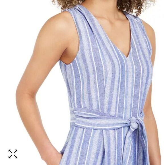 Calvin Klein Blue and White Striped Jumpsuit - Picture 5 of 10